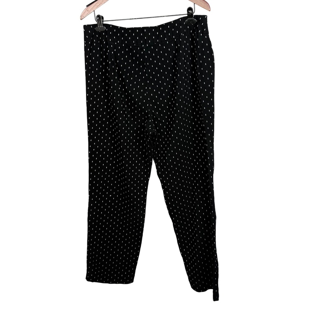 Talbots Trousers Women 16W Black White Dotted Straight Leg Elastic Waist Pants - Picture 2 of 10